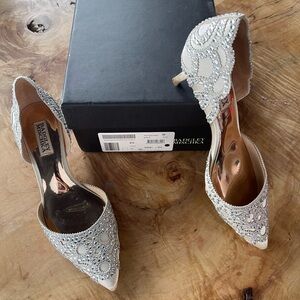 Badgley Mischka White Embellished Heels